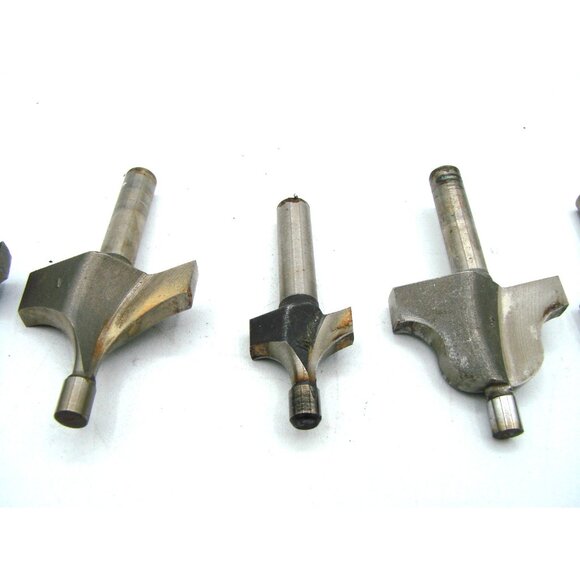 Lot 8 Profile Router Bits 1/4" Shank Chanfer Round Over Ogee No Bearing Mix Set - Picture 3 of 11